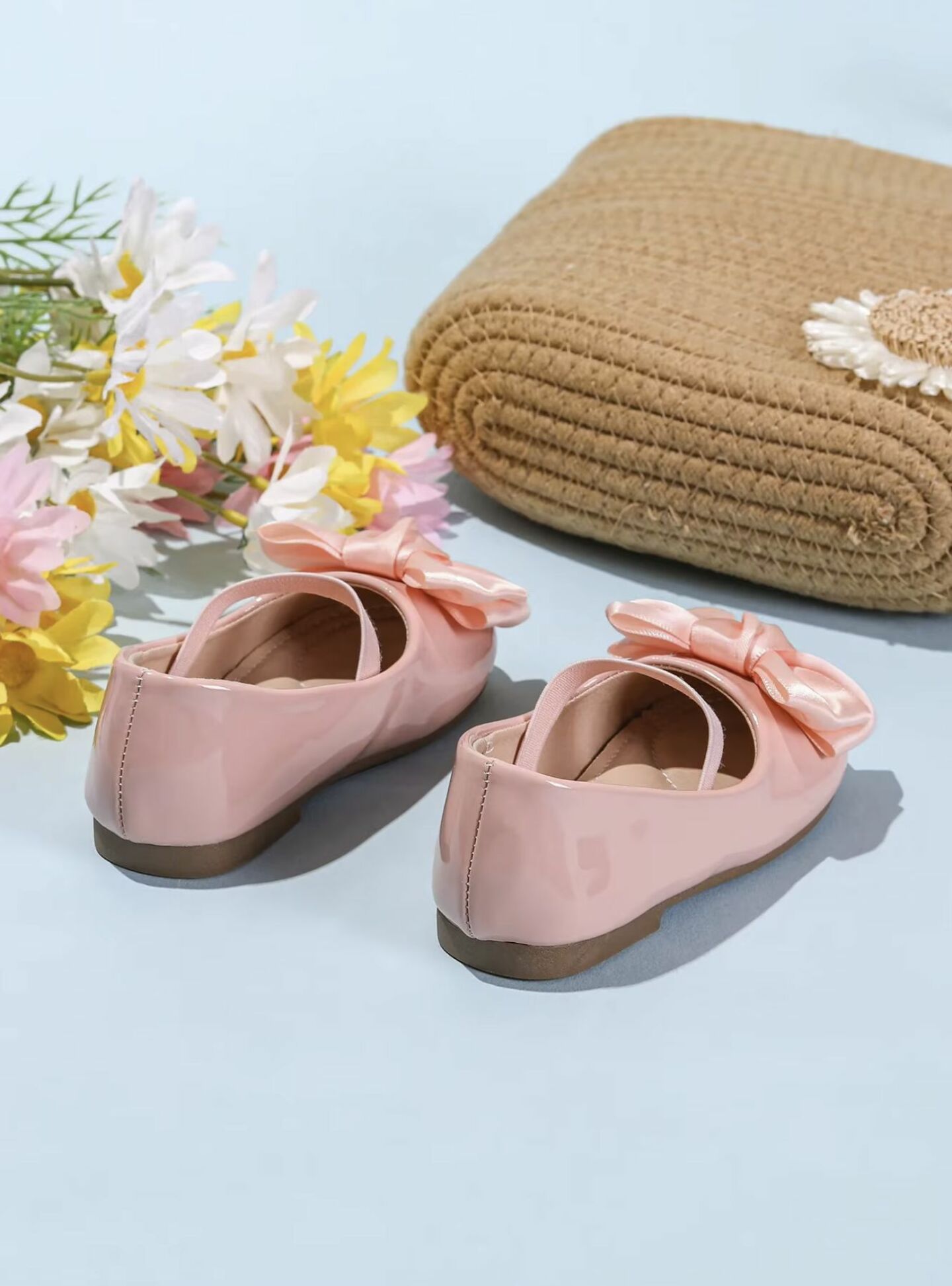 Baby, Toddler & Girls Dusty Pink Satin Bow Slip-On Flats | Lucys 10467