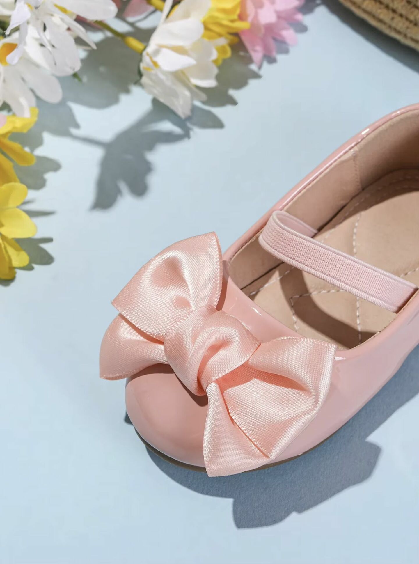 Baby, Toddler & Girls Dusty Pink Satin Bow Slip-On Flats | Lucys 10467