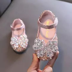 Baby, Toddler & Girls Dusty Pink Beaded Crystal Butterfly Dress Shoes | Lucys 10571
