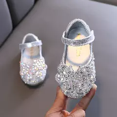 Baby, Toddler & Girls Silver Beaded Crystal Butterfly Dress Shoes | Lucys 10570