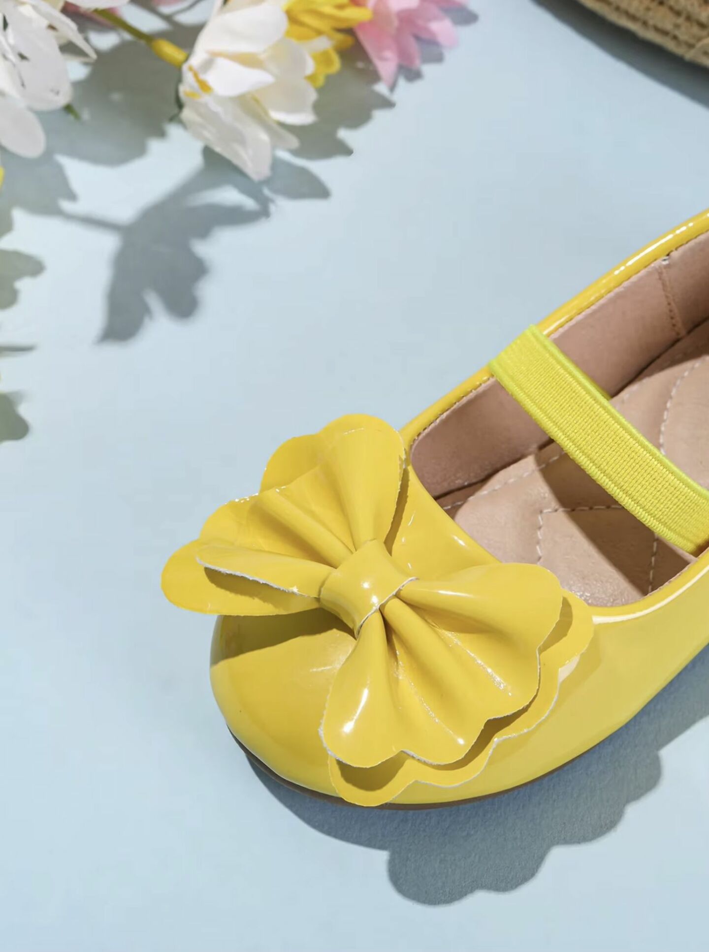 Baby, Toddler & Girls Yellow Patent Petal Bow Mary Jane Flats | Lucys 10480