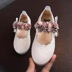 Toddler & Young Girls Ivory Floral Garland Strap Dress Shoes | Lucys 10633