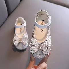 Baby, Toddler & Girls Ivory Pearl Beaded Bow Glitter Party Shoes | Lucys 10692