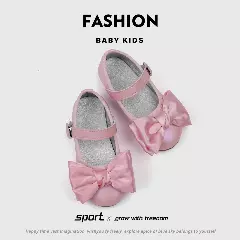 Baby, Toddler & Young Girls Pink Satin Bow Pin Buckle Dress Shoes | Lucys 10706