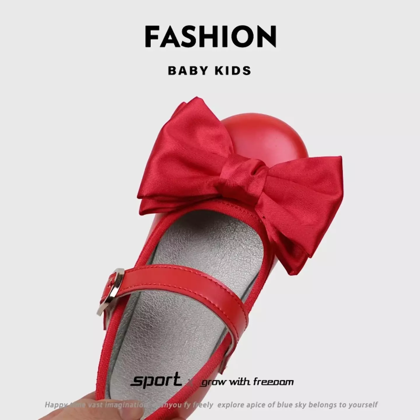 Baby, Toddler & Young Girls Red Satin Bow Pin Buckle Dress Shoes | Lucys 10705