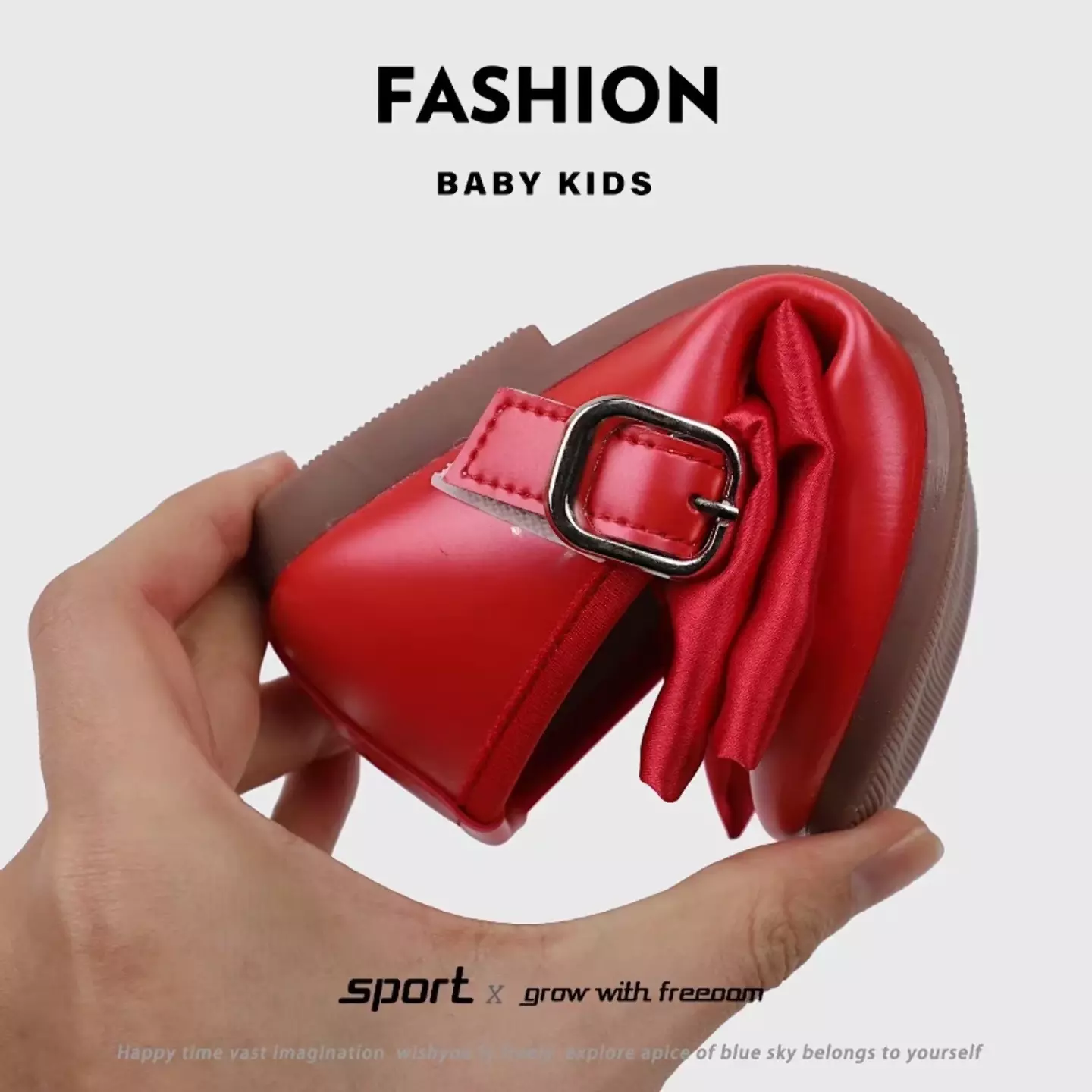 Baby, Toddler & Young Girls Red Satin Bow Pin Buckle Dress Shoes | Lucys 10705