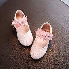 Baby & Young Girls Pink Chiffon Petal Clear Heel Party Shoes | Lucys 10746