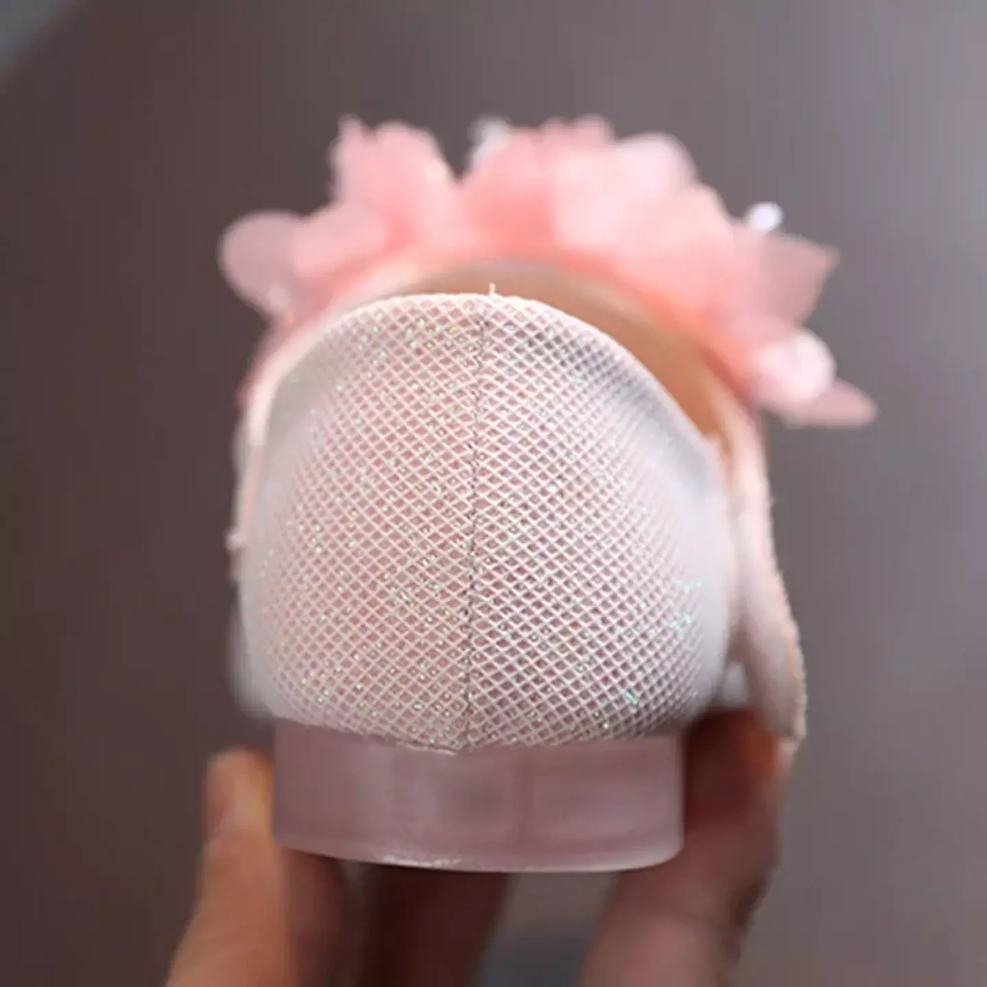 Baby & Young Girls Pink Chiffon Petal Clear Heel Party Shoes | Lucys 10746