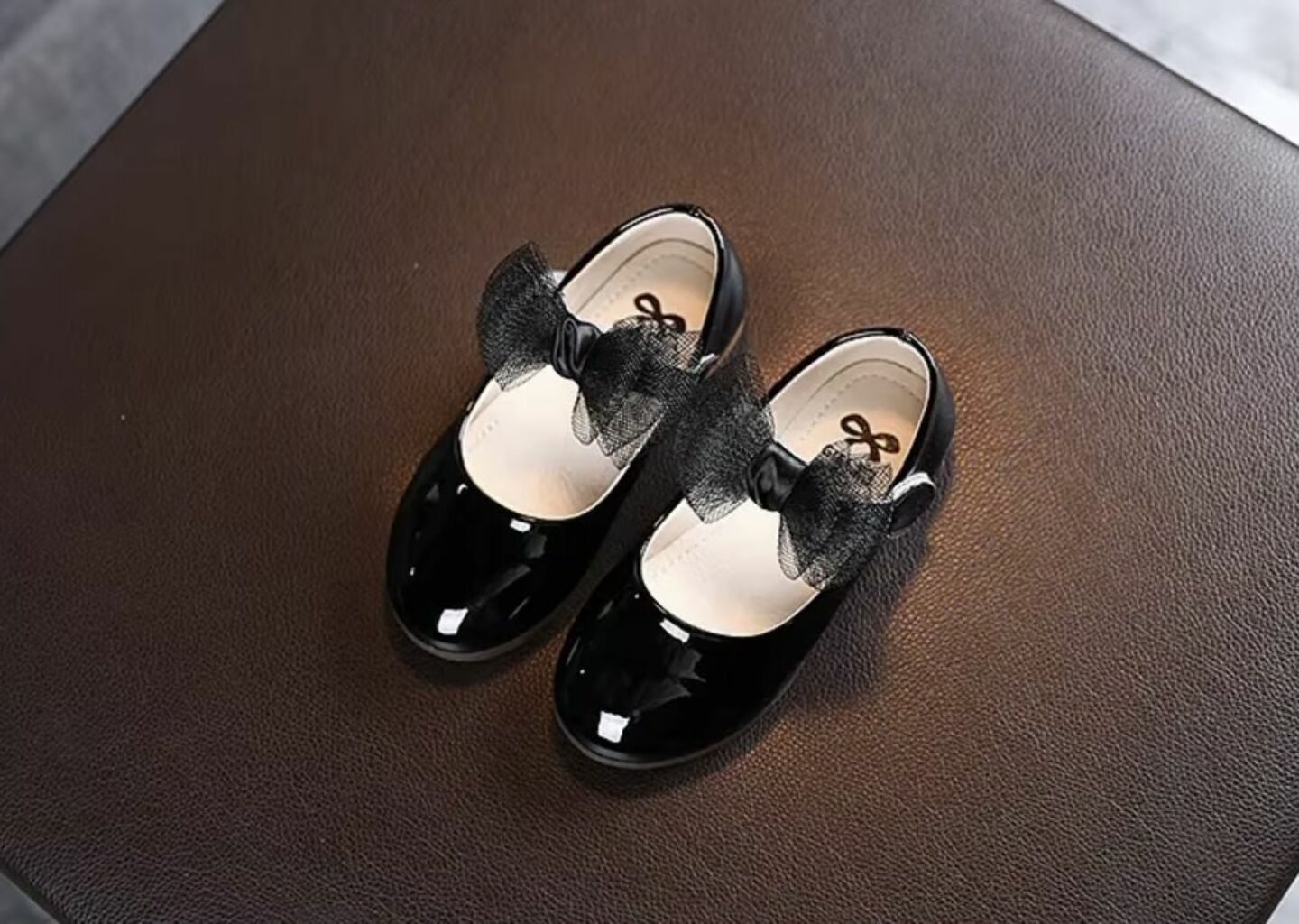 Baby & Young Girls Black Sheer Double Bow Adjustable Strap Flats | Lucys 10716