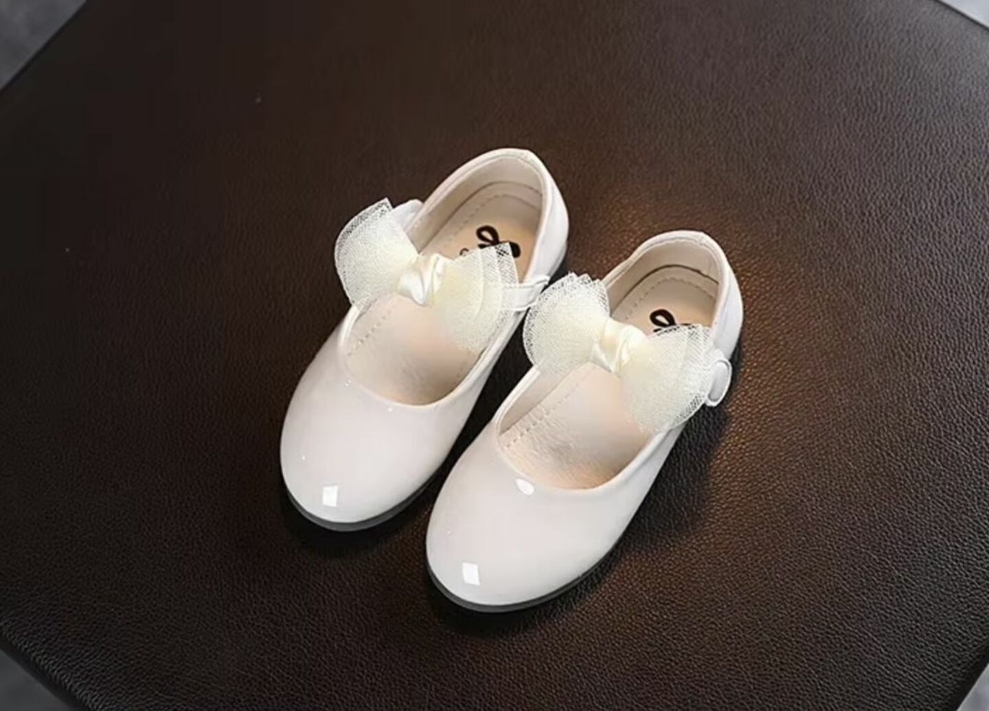 Baby & Young Girls Ivory Sheer Double Bow Adjustable Strap Flats | Lucys 10717