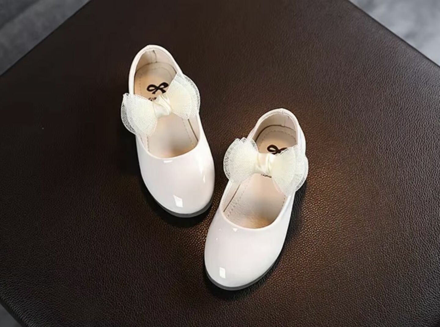 Baby & Young Girls Ivory Sheer Double Bow Adjustable Strap Flats | Lucys 10717