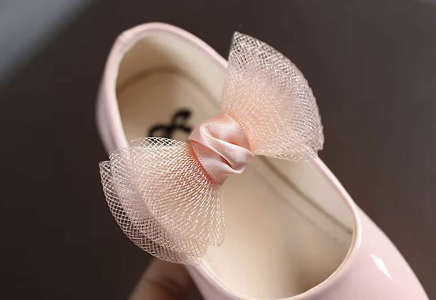 Baby & Young Girls Dusty Pink Sheer Double Bow Adjustable Strap Flats | Lucys 10718