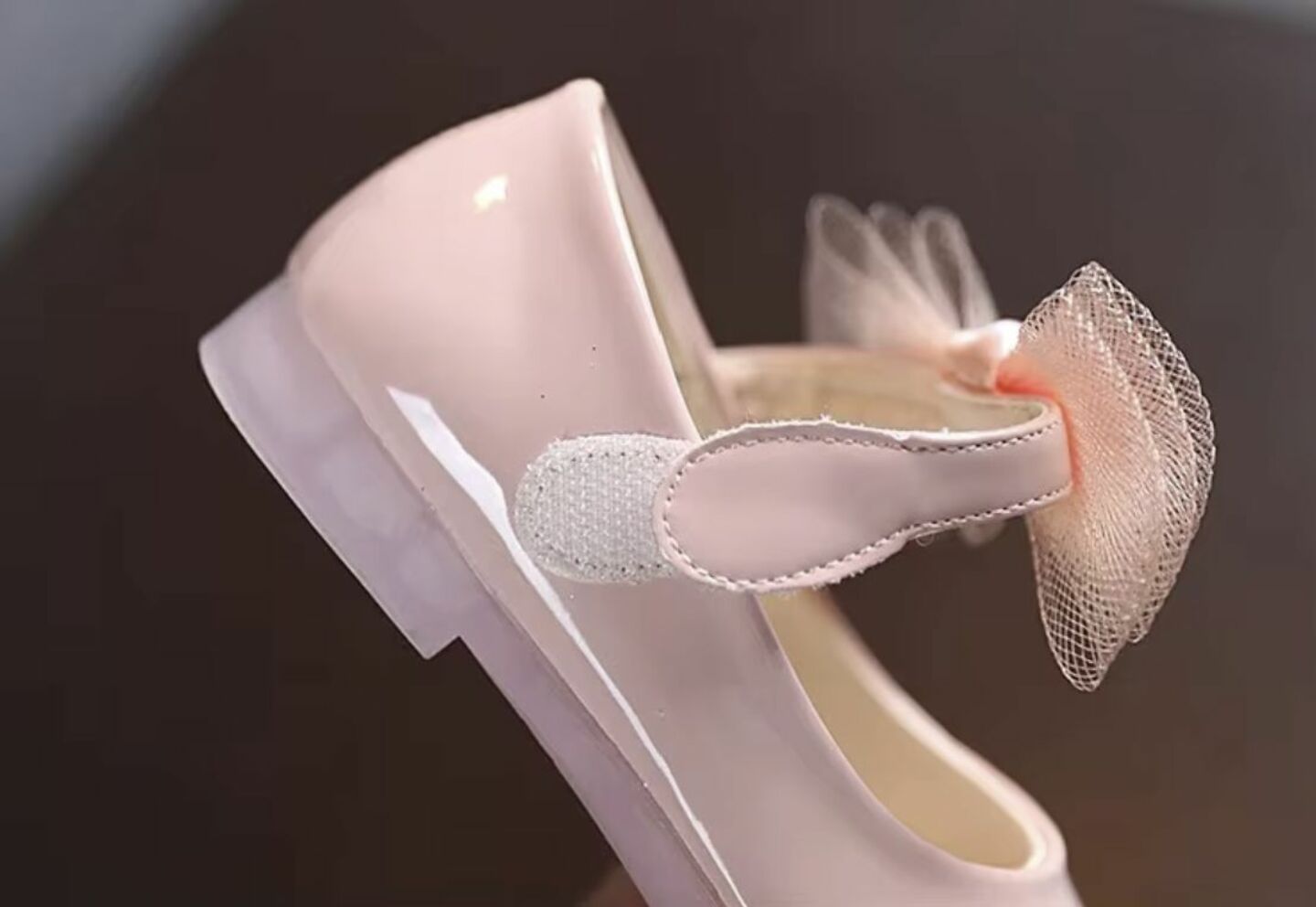 Baby & Young Girls Dusty Pink Sheer Double Bow Adjustable Strap Flats | Lucys 10718