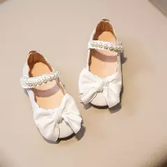 Baby, Toddler & Young Girls White Oversized Folded Bow Pearl Band Dress Flats | Lucys 10848