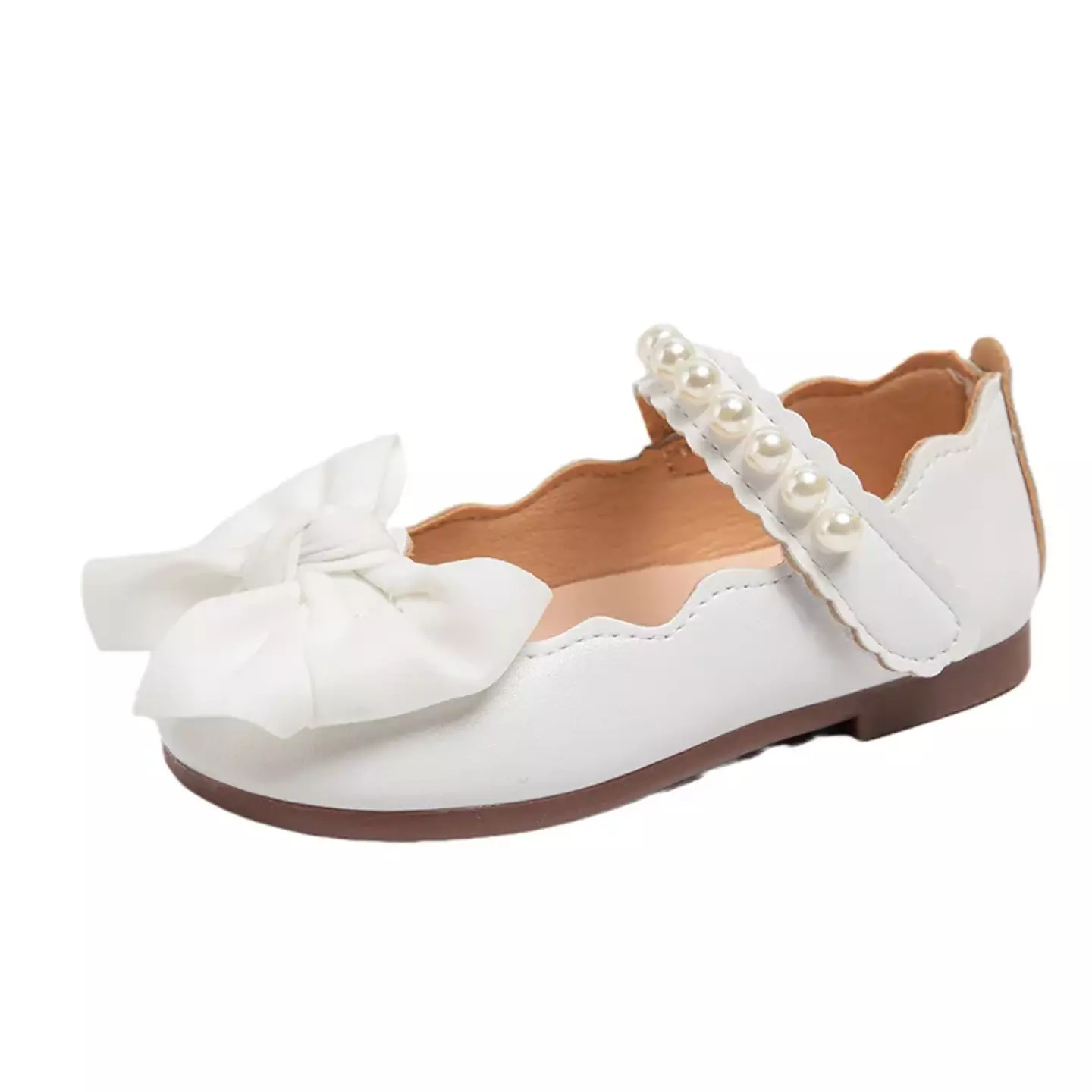 Baby, Toddler & Young Girls White Oversized Folded Bow Pearl Band Dress Flats | Lucys 10848