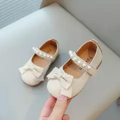 Baby, Toddler & Young Girls Ivory Pebbled Grain Knot Bow Dress Shoes | Lucys 10856