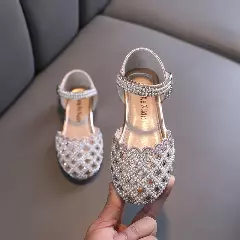 Baby, Toddler, Young Girls & Girls Pink Pearl Crystal Trellis Flat Sandals | Lucys 10910