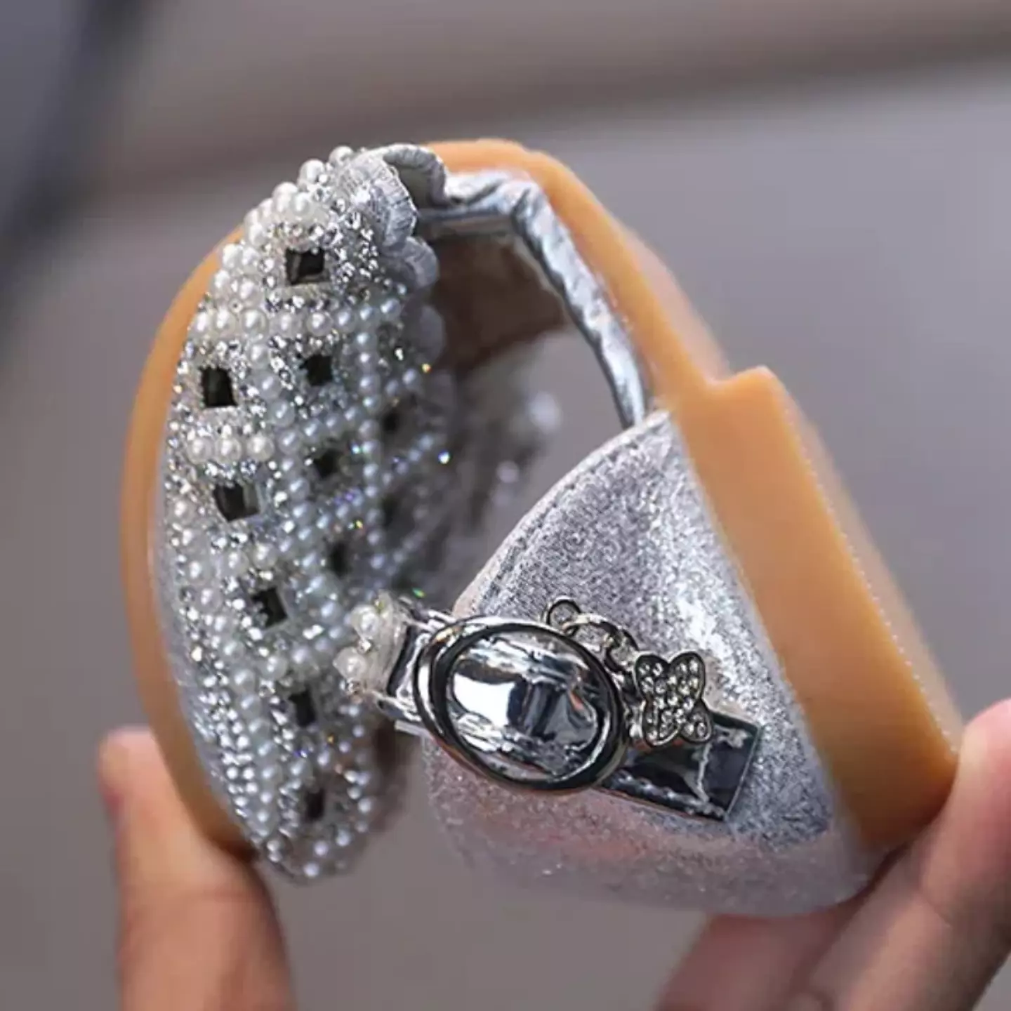 Baby, Toddler, Young Girls & Girls Silver Pearl Strand Diamond Weave Party Shoes | Lucys 10908