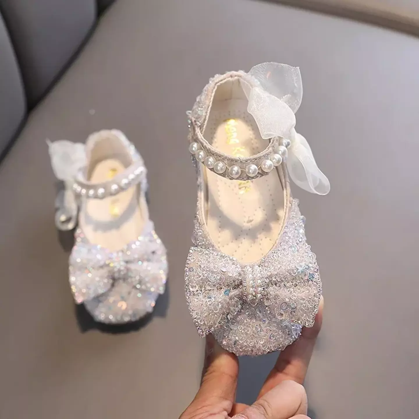 Baby, Toddler, Young Girls & Girls White Twin Bow Sheer Ribbon Dress Shoes | Lucys 10921