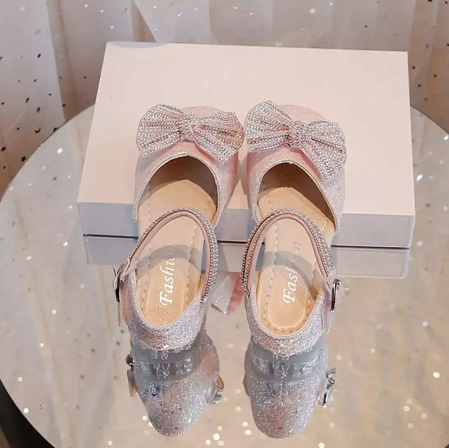Young Girls & Girls Pink Broad Bow Glitter Party Shoes | Lucys 10938