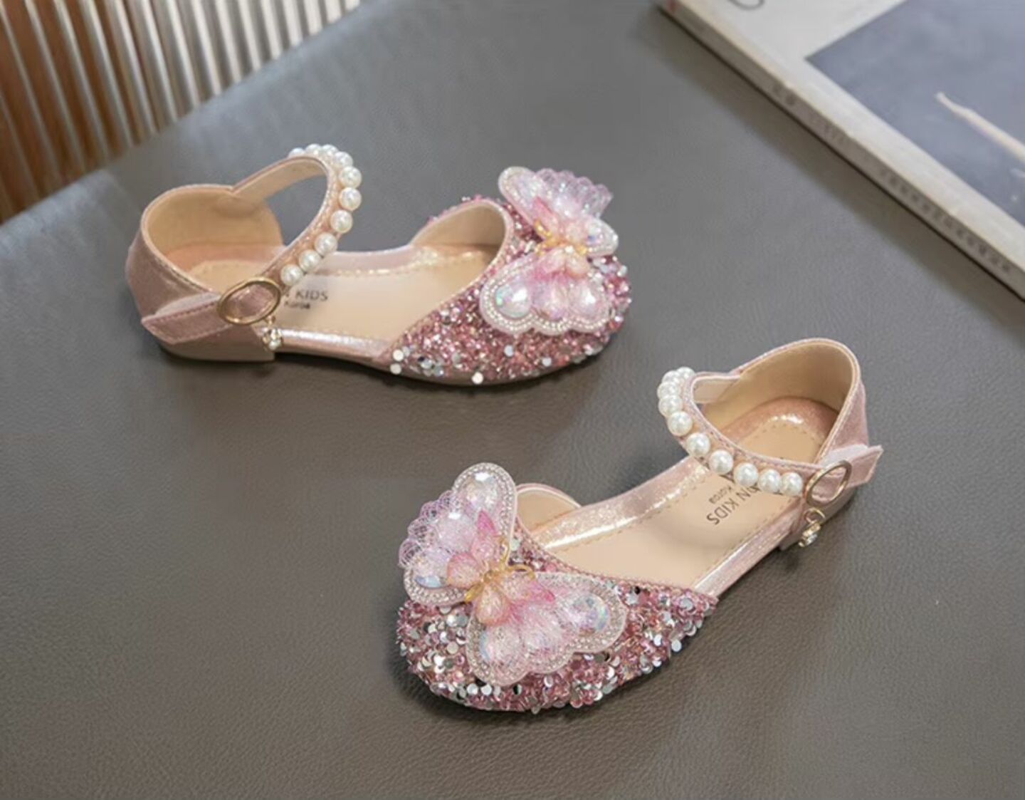 Baby, Toddler & Girls Pink Sequin 3D Butterfly Mary Jane Party Flats | Lucys 10560