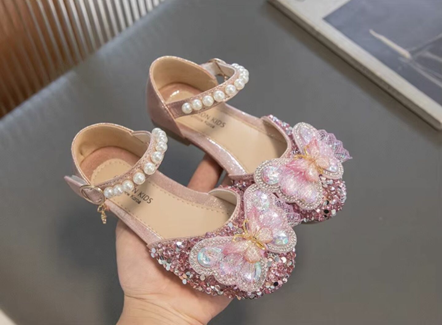 Baby, Toddler & Girls Pink Sequin 3D Butterfly Mary Jane Party Flats | Lucys 10560