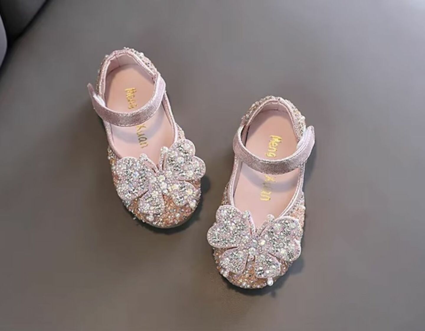 Baby, Toddler & Girls Dusty Pink Beaded Crystal Butterfly Dress Shoes | Lucys 10571