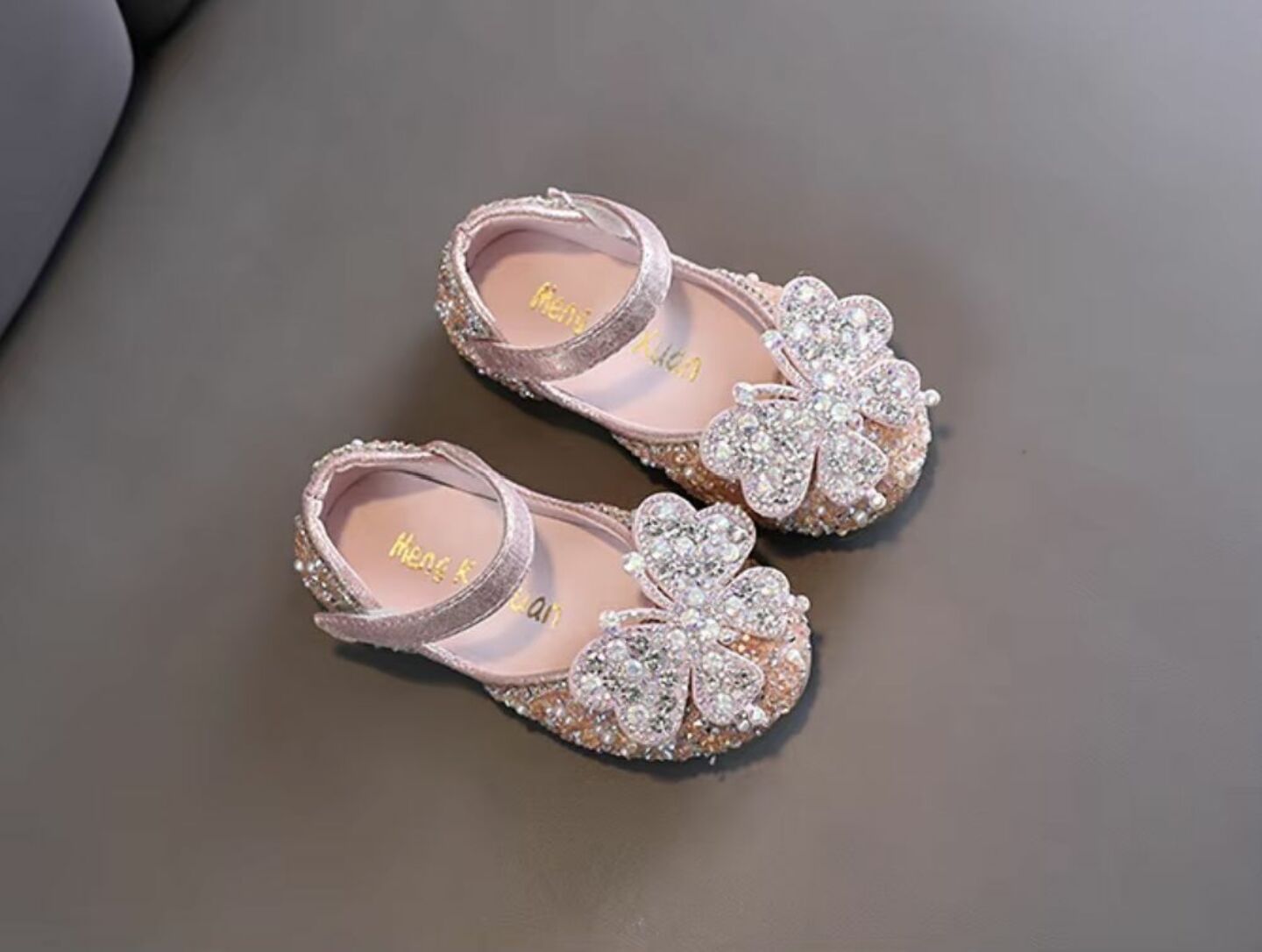 Baby, Toddler & Girls Dusty Pink Beaded Crystal Butterfly Dress Shoes | Lucys 10571