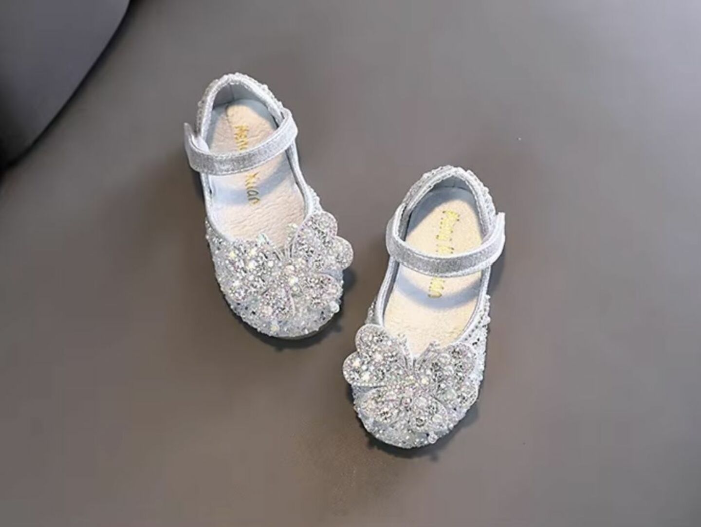 Baby, Toddler & Girls Silver Beaded Crystal Butterfly Dress Shoes | Lucys 10570