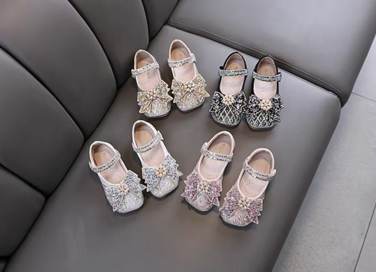 Baby, Toddler & Girls Beige Pearl Flower Bow Ballet Flats | Lucys 10597