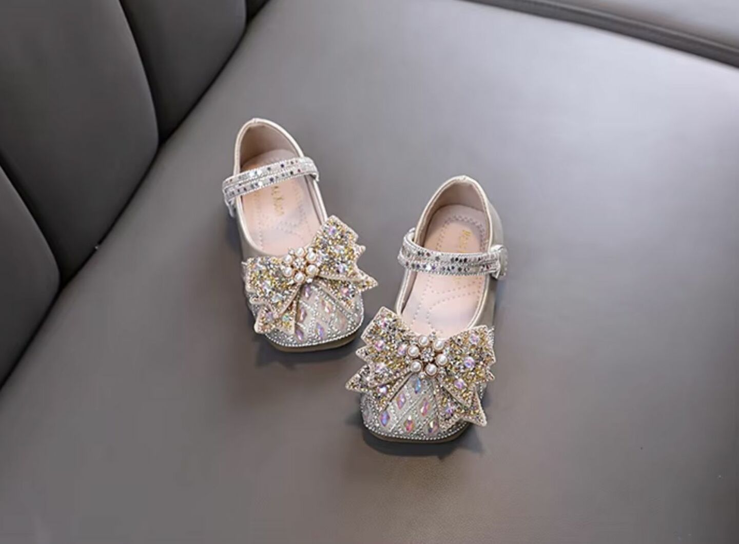 Baby, Toddler & Girls Beige Pearl Flower Bow Ballet Flats | Lucys 10597