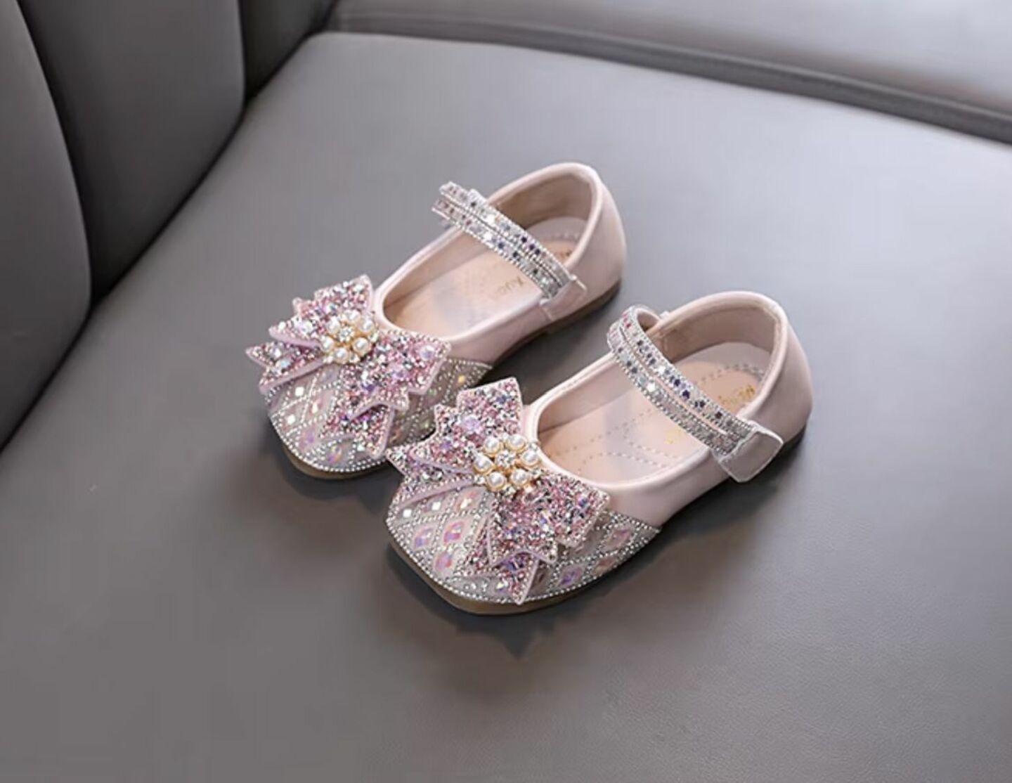 Baby, Toddler & Girls Pink Pearl Flower Bow Ballet Flats | Lucys 10598