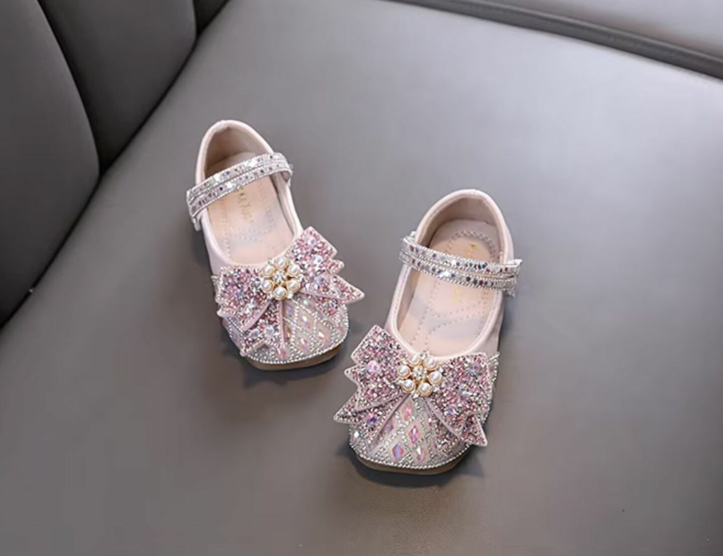 Baby, Toddler & Girls Pink Pearl Flower Bow Ballet Flats | Lucys 10598
