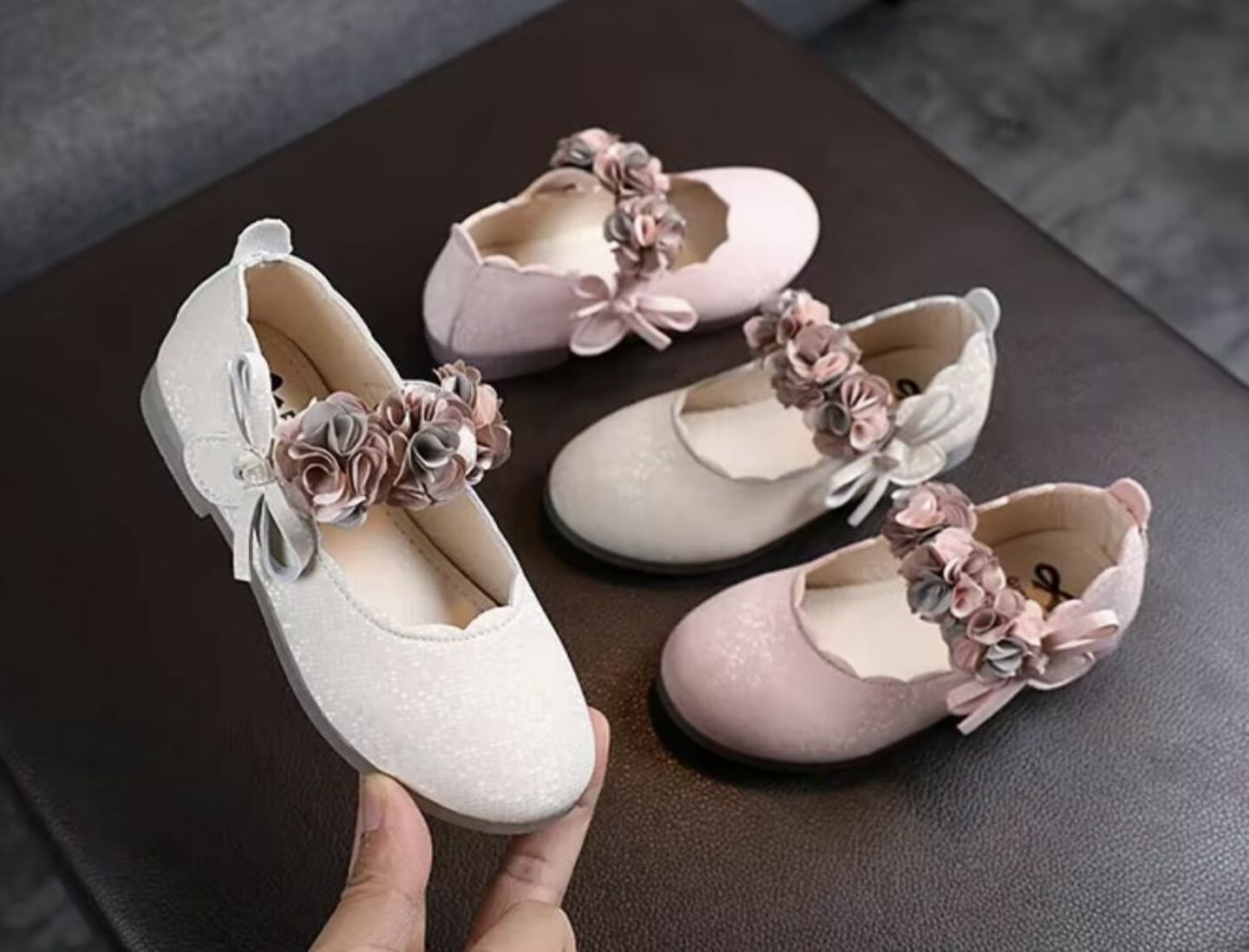Toddler & Young Girls Ivory Floral Garland Strap Dress Shoes | Lucys 10633