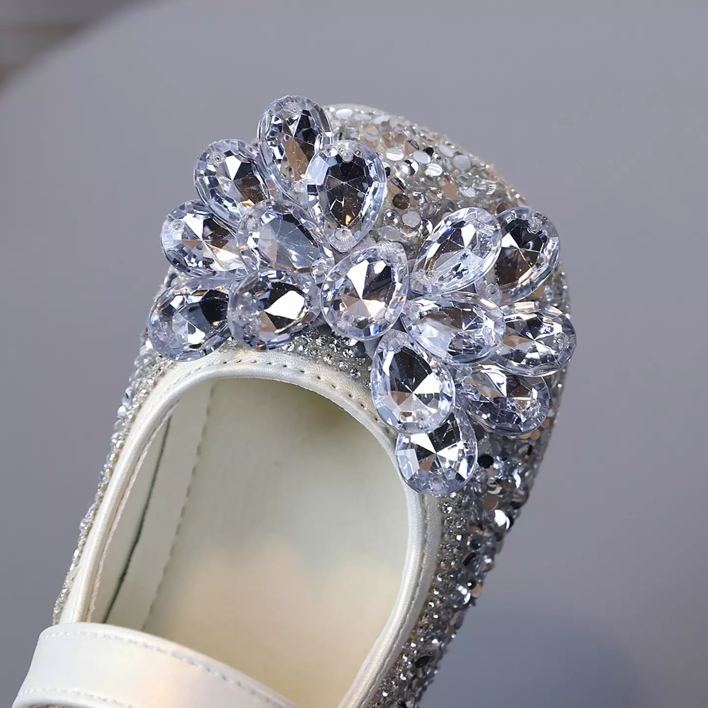 Baby, Toddler & Young Girls Ivory Crystal Cluster Glitter Toe Dress Shoes | Lucys 10960