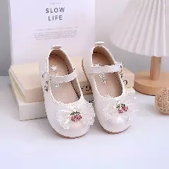 Baby, Toddler & Young Girls Ivory Cherry Charm Sheer Bow Flats | Lucys 10984