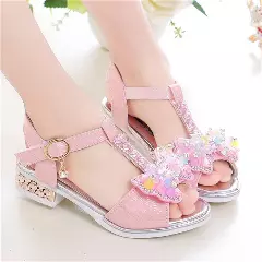 Young Girls & Girls Pink Drop Charm Ring T-Bar Dress Sandals | Lucys 10993