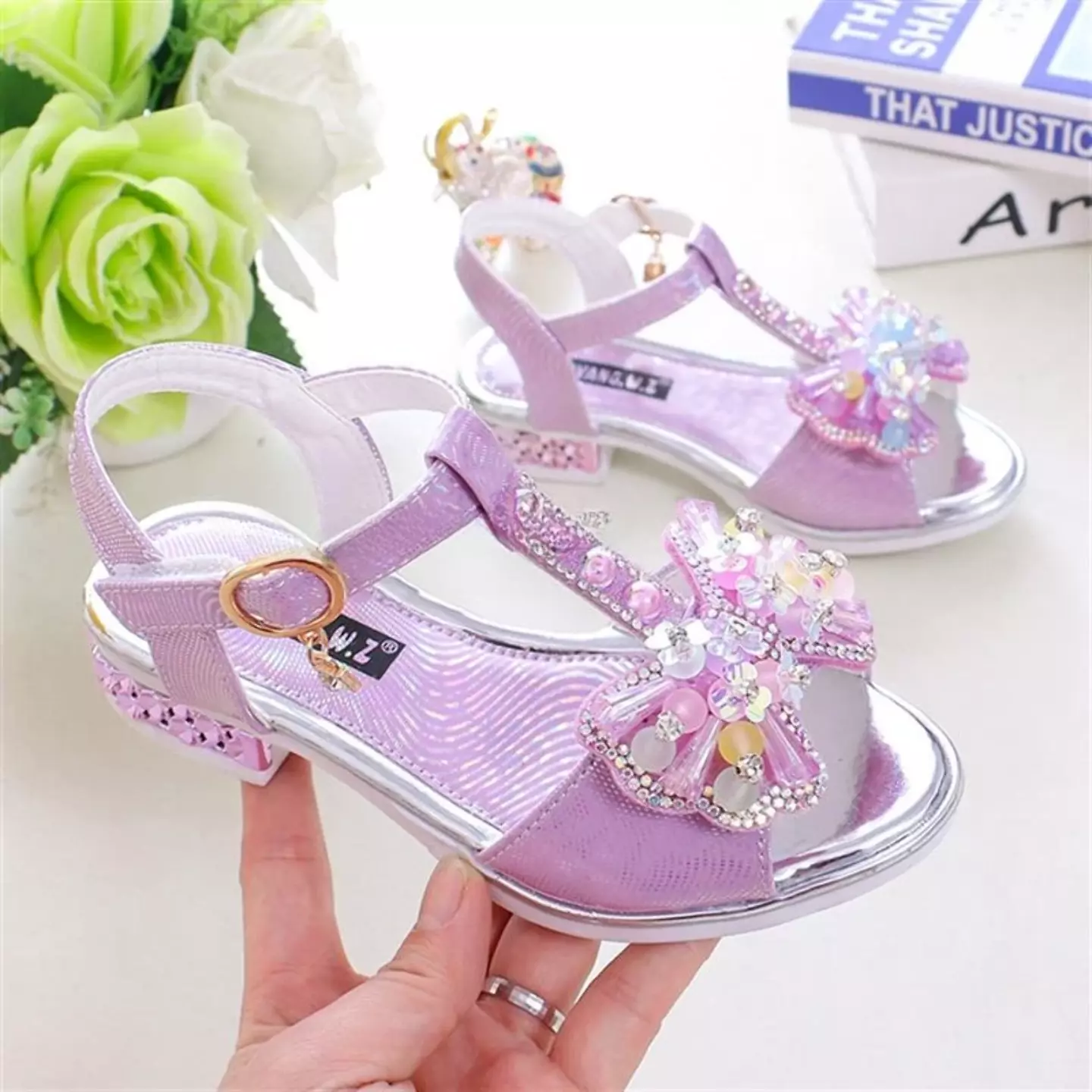 Young Girls & Girls Lavender Stud Band Block Heel Dress Sandals | Lucys 10992
