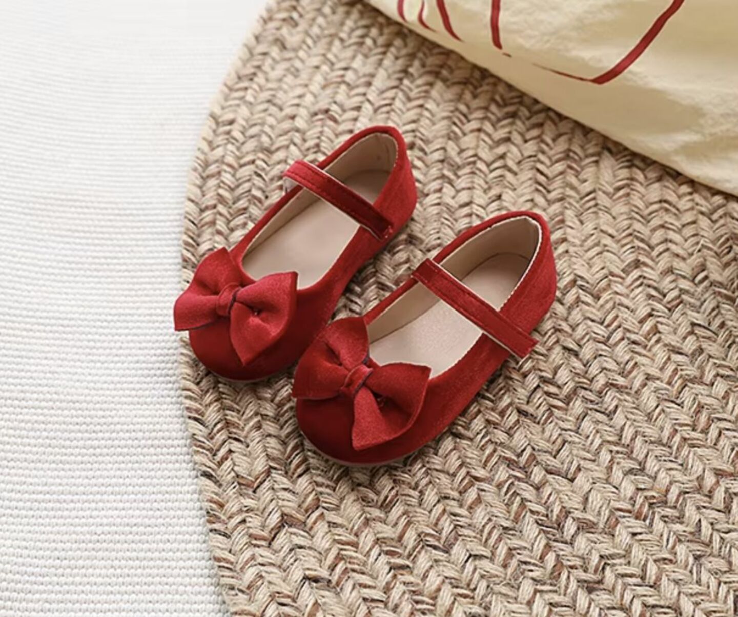 Baby, Toddler & Young Girls Red Velvet Bow Strap Dress Flats | Lucys 10653
