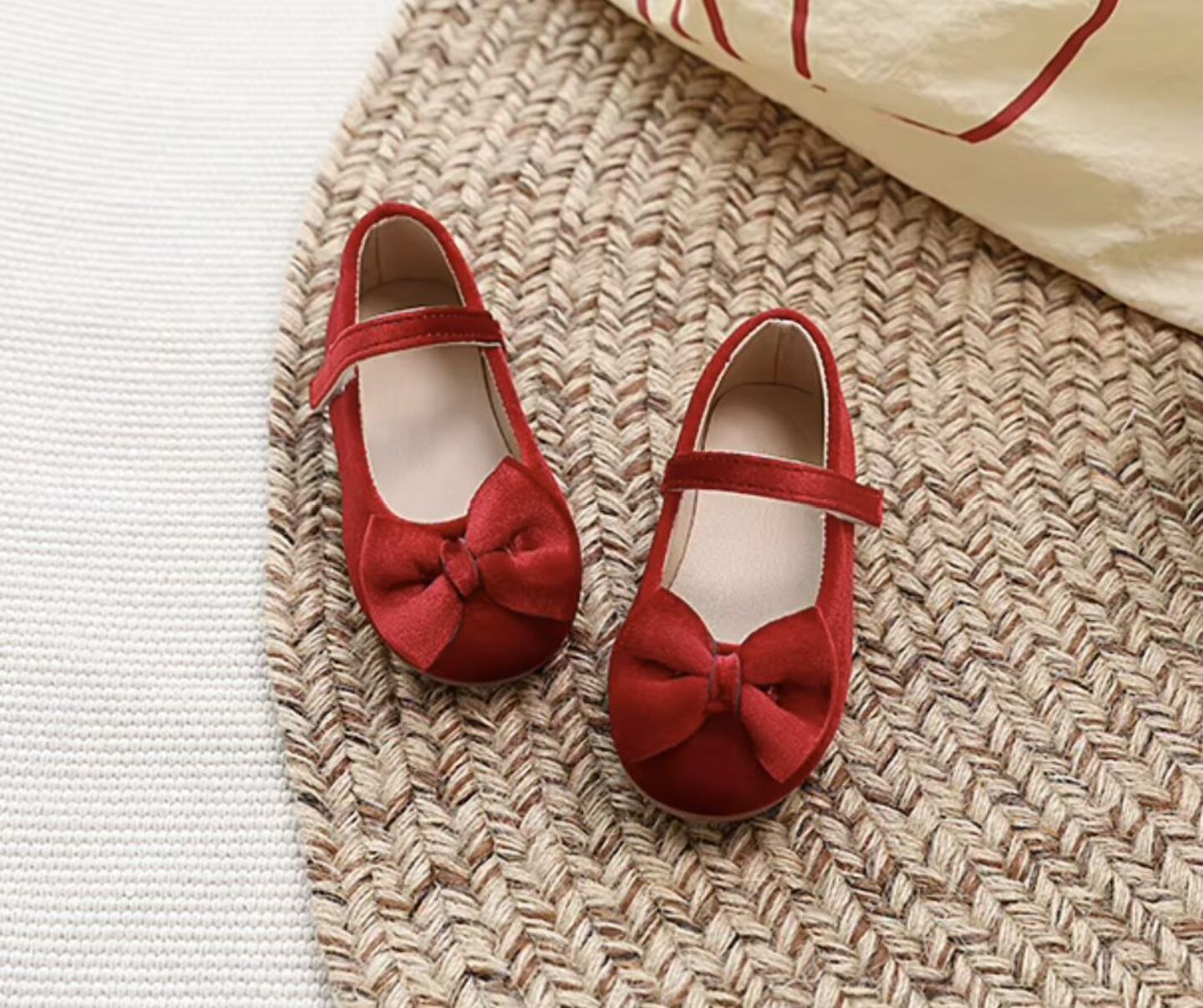 Baby, Toddler & Young Girls Red Velvet Bow Strap Dress Flats | Lucys 10653