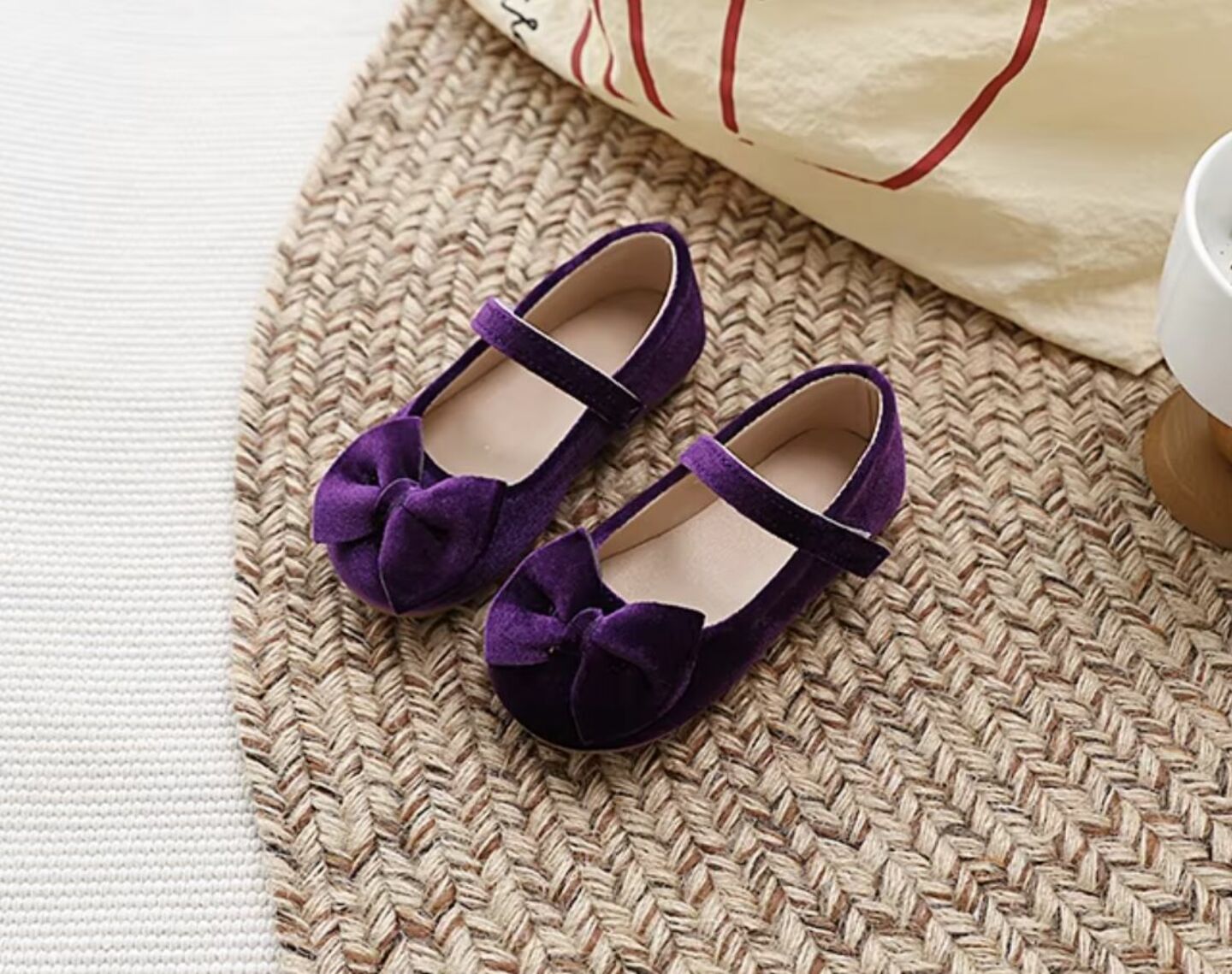 Baby, Toddler & Young Girls Purple Velvet Bow Strap Dress Flats | Lucys 10652