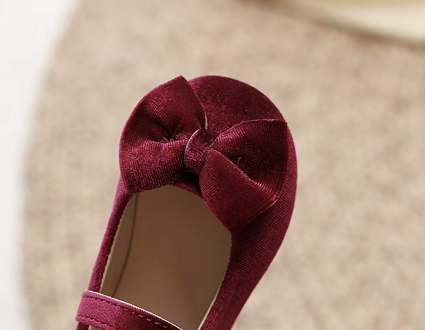Baby, Toddler & Young Girls Maroon Velvet Bow Strap Dress Flats | Lucys 10648