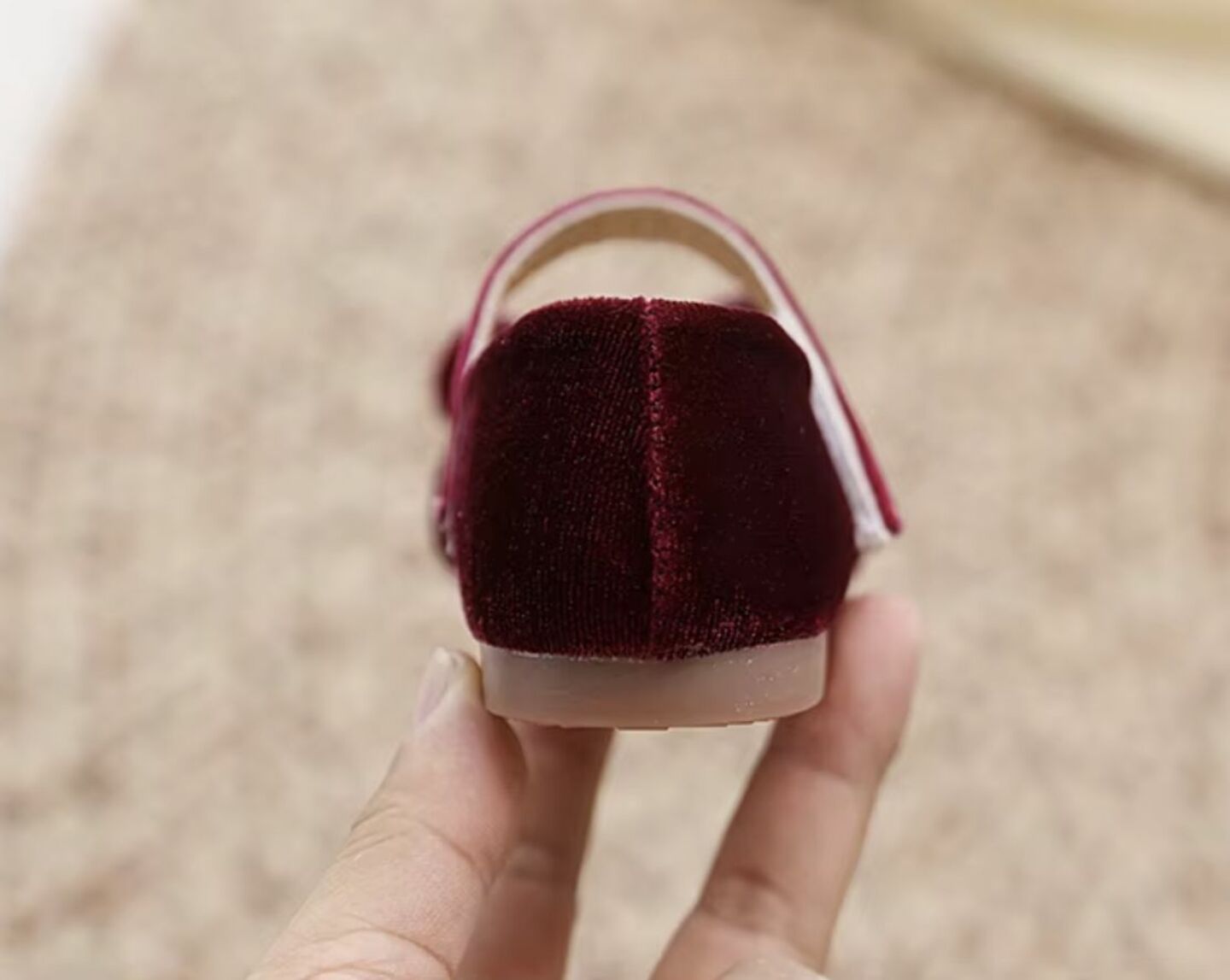 Baby, Toddler & Young Girls Maroon Velvet Bow Strap Dress Flats | Lucys 10648