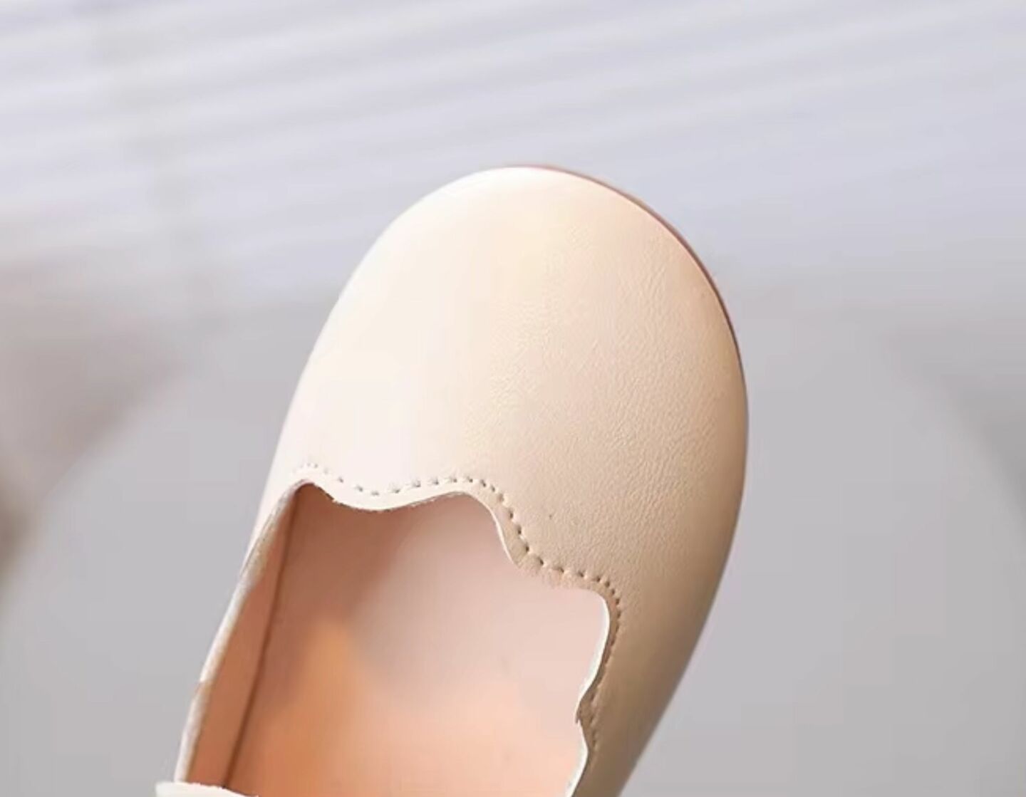Baby, Toddler & Young Girls Beige Wave Edge Single Pearl Strap Dress Shoes | Lucys 11012