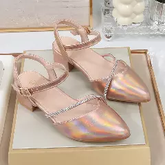 Girls Dusty Pink Diagonal Stone Strap Dress Shoes | Lucys 11084