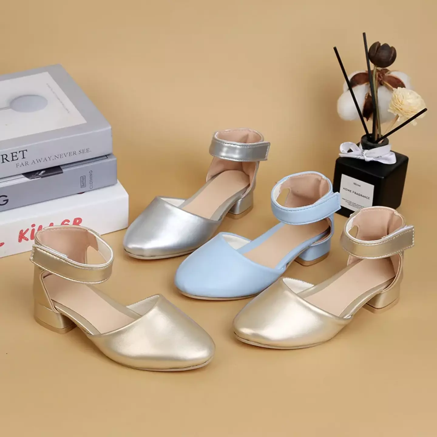 Girls Gold Ankle Cuff Cutout Dress Shoes | Lucys 11113