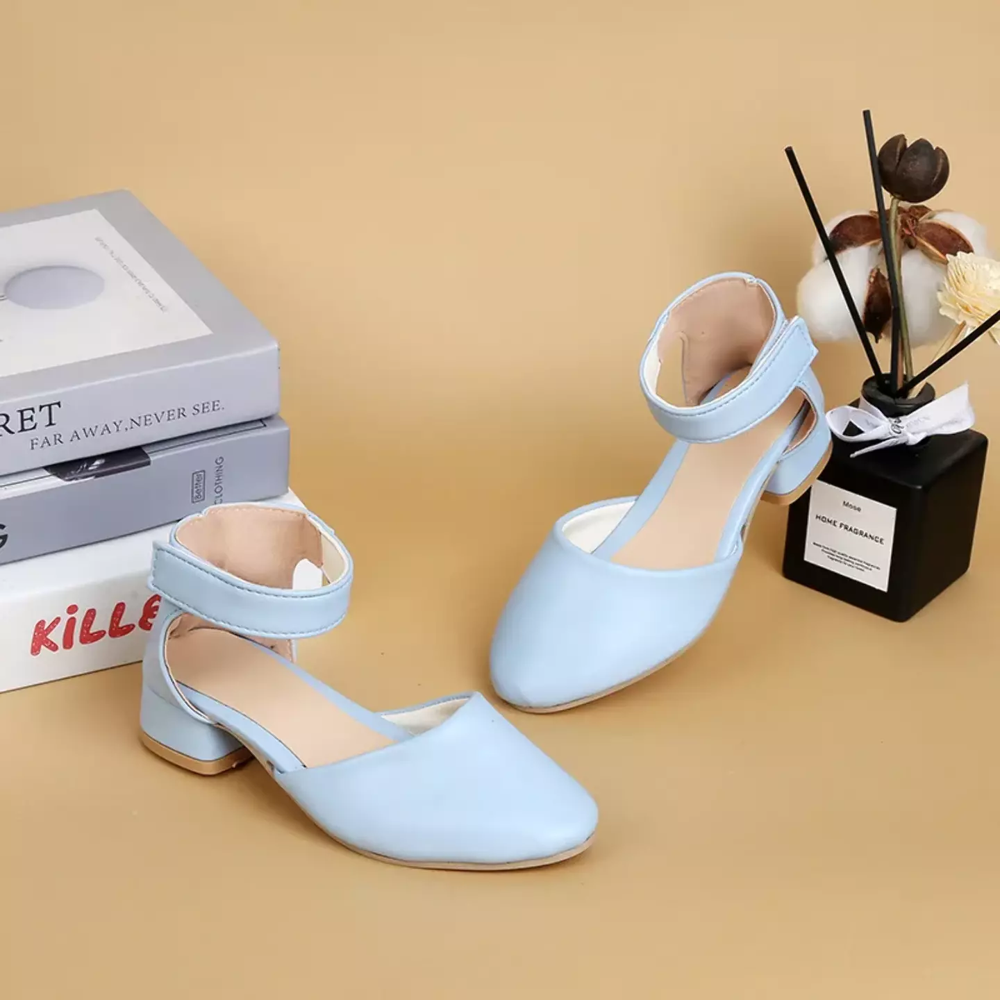 Girls Light Blue Ankle Cuff Cutout Dress Shoes | Lucys 11112
