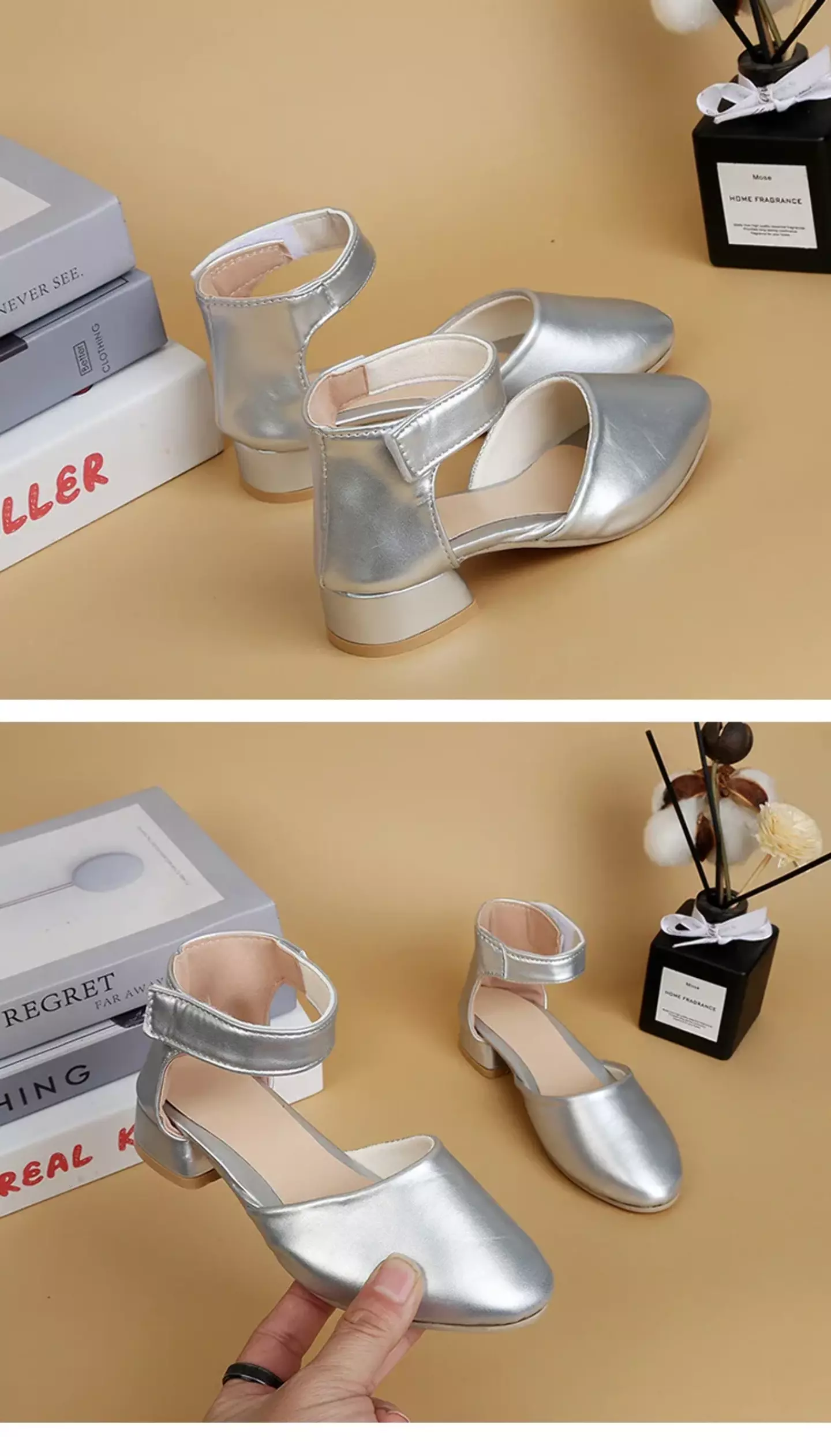 Girls Silver Ankle Cuff Cutout Dress Shoes | Lucys 11114