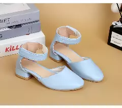 Girls Light Blue Ankle Cuff Cutout Dress Shoes | Lucys 11112