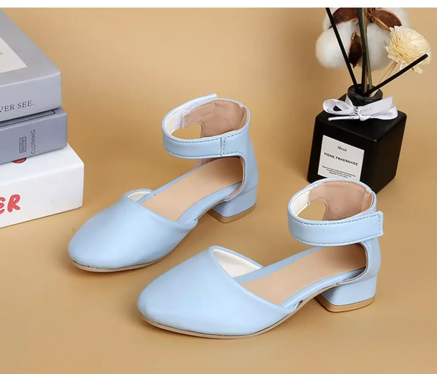 Girls Light Blue Ankle Cuff Cutout Dress Shoes | Lucys 11112